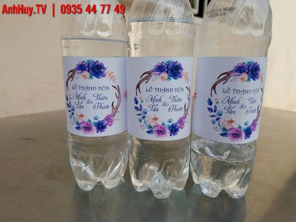 nhãn chai nước suối đám cưới đẹp 0935447749 decal đà nẵng