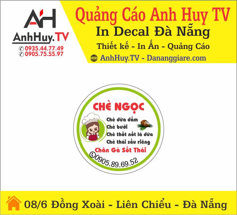 In Logo Tem Nhãn Dán Decal Sản Phẩm Chè Ngọc Tại Đà Nẵng 0905755597