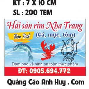 Địa chỉ In tem nhãn bao bì túi zip hải sản rim nha trang Liên hệ 0935447749