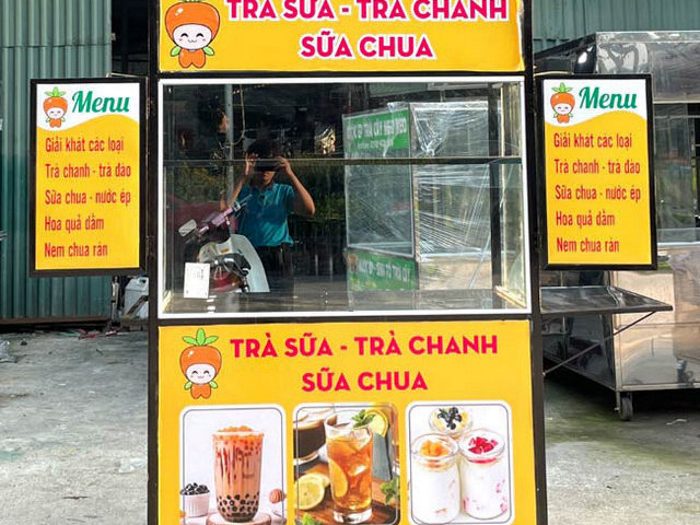 In decal dán tủ cafe coffee trà sữa ăn vặt inox tại Anh Huy Đà Nẵng