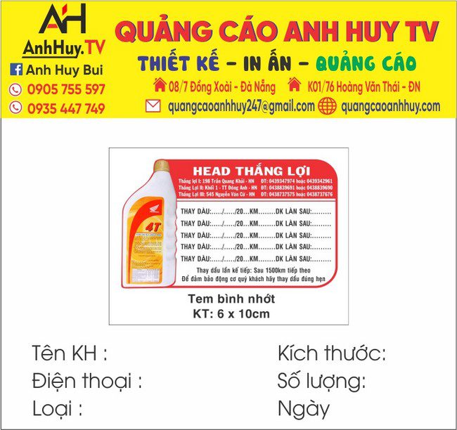 TEM DÁN NHẮC THAY DẦU - THAY NHỚT XE MÁY ĐÀ NẴNG 0935447749TEM DÁN NHẮC THAY DẦU - THAY NHỚT XE MÁY ĐÀ NẴNG 0935447749