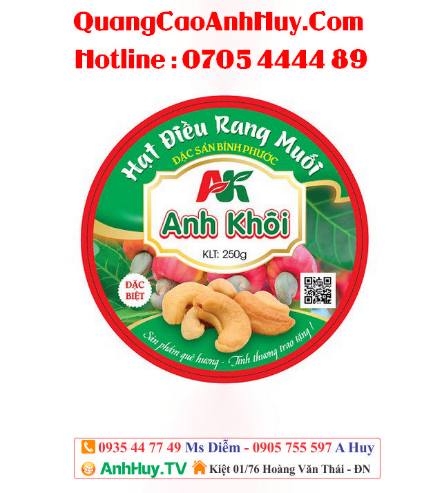 In tem nhãn hạt điều rang muối tại Liên chiểu